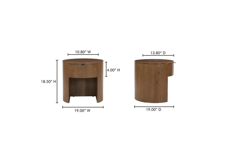 RP-1012-03 Theo One Drawer Nightstand Brown