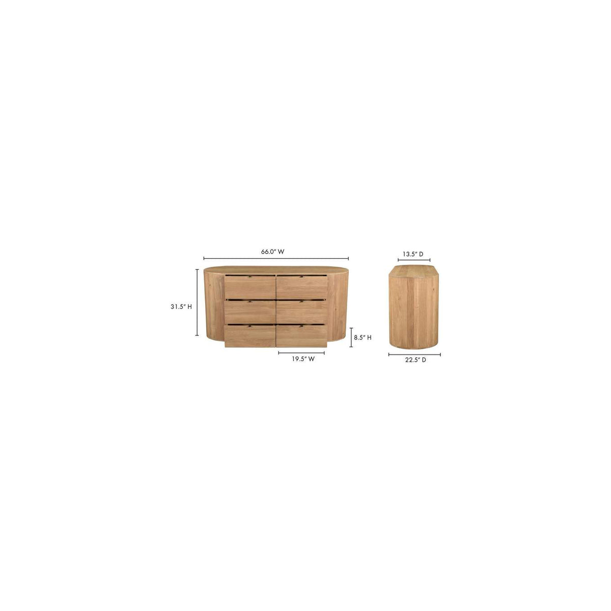 RP-1013-24 Theo 6 Drawer Dresser Natural