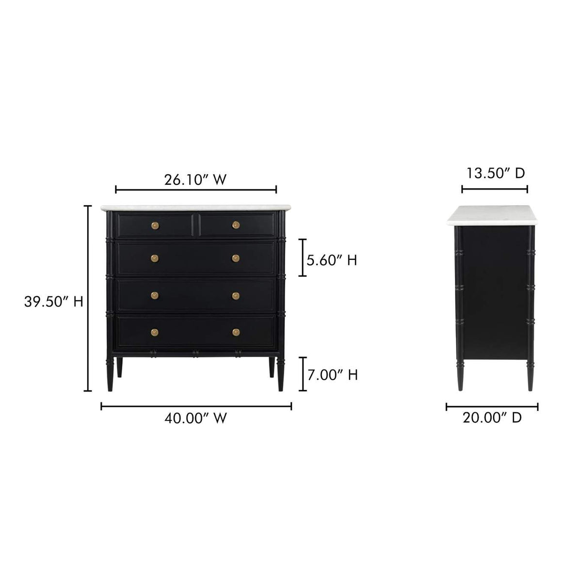 RP-1060-02 Eleanor 5 Drawer Chest Black