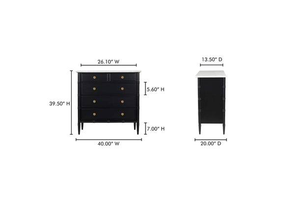 RP-1060-02 Eleanor 5 Drawer Chest Black