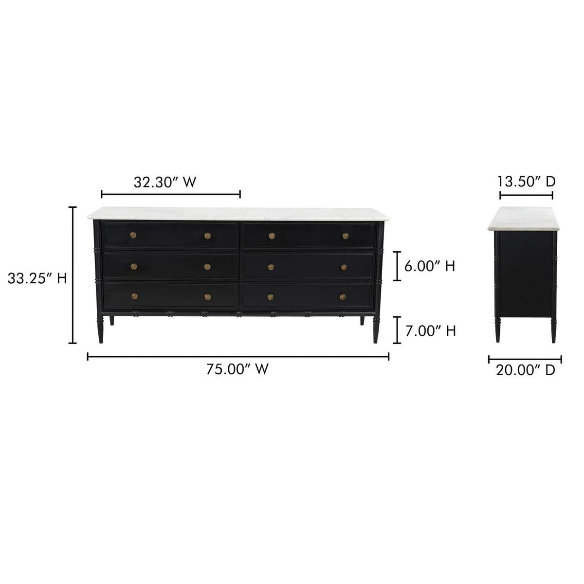 RP-1061-02 Eleanor 6 Drawer Dresser Black