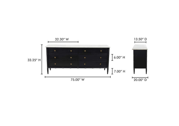 RP-1061-02 Eleanor 6 Drawer Dresser Black
