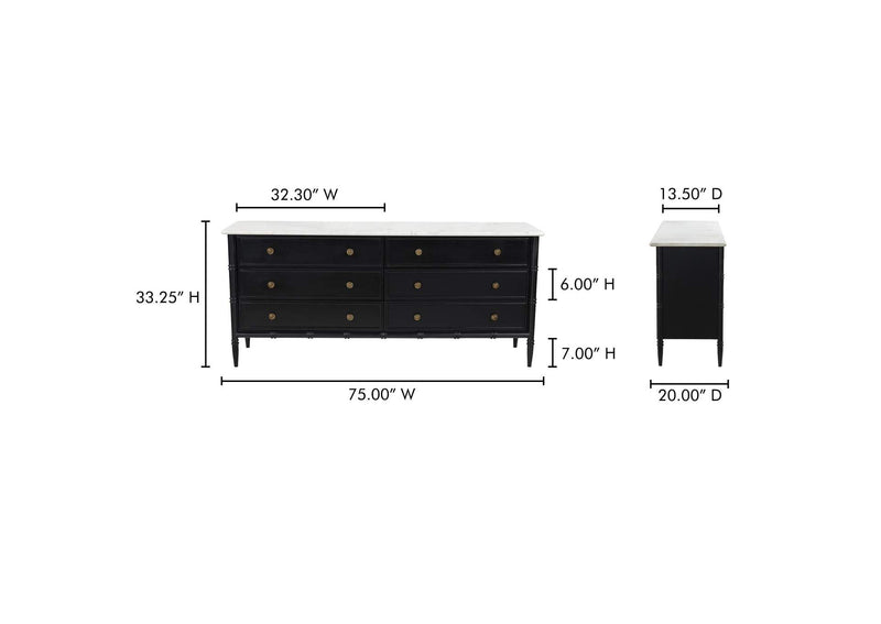 RP-1061-02 Eleanor 6 Drawer Dresser Black