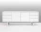 Roma White lacquer buffet w/stainless steel legs