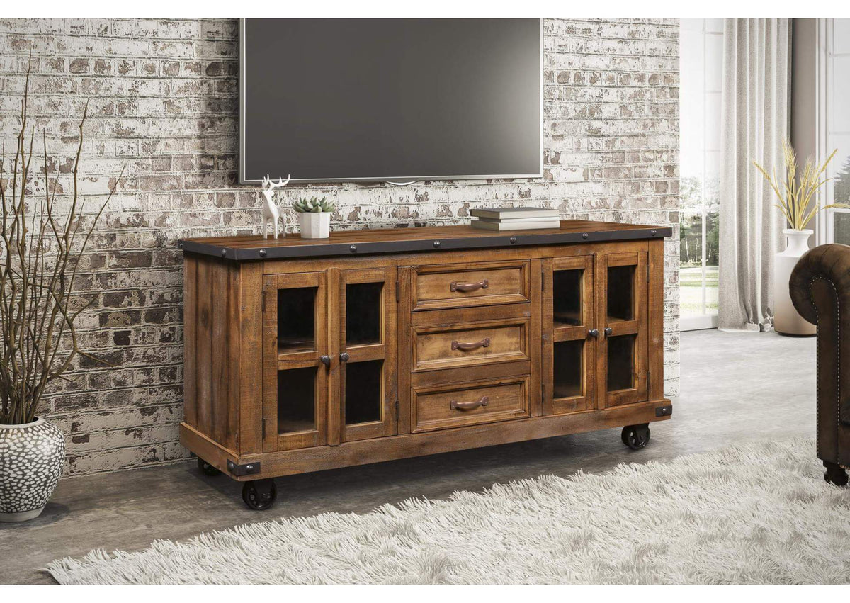 HH-3365-065 Sunset Trading Rustic City Sideboard | Wheels| Distressed