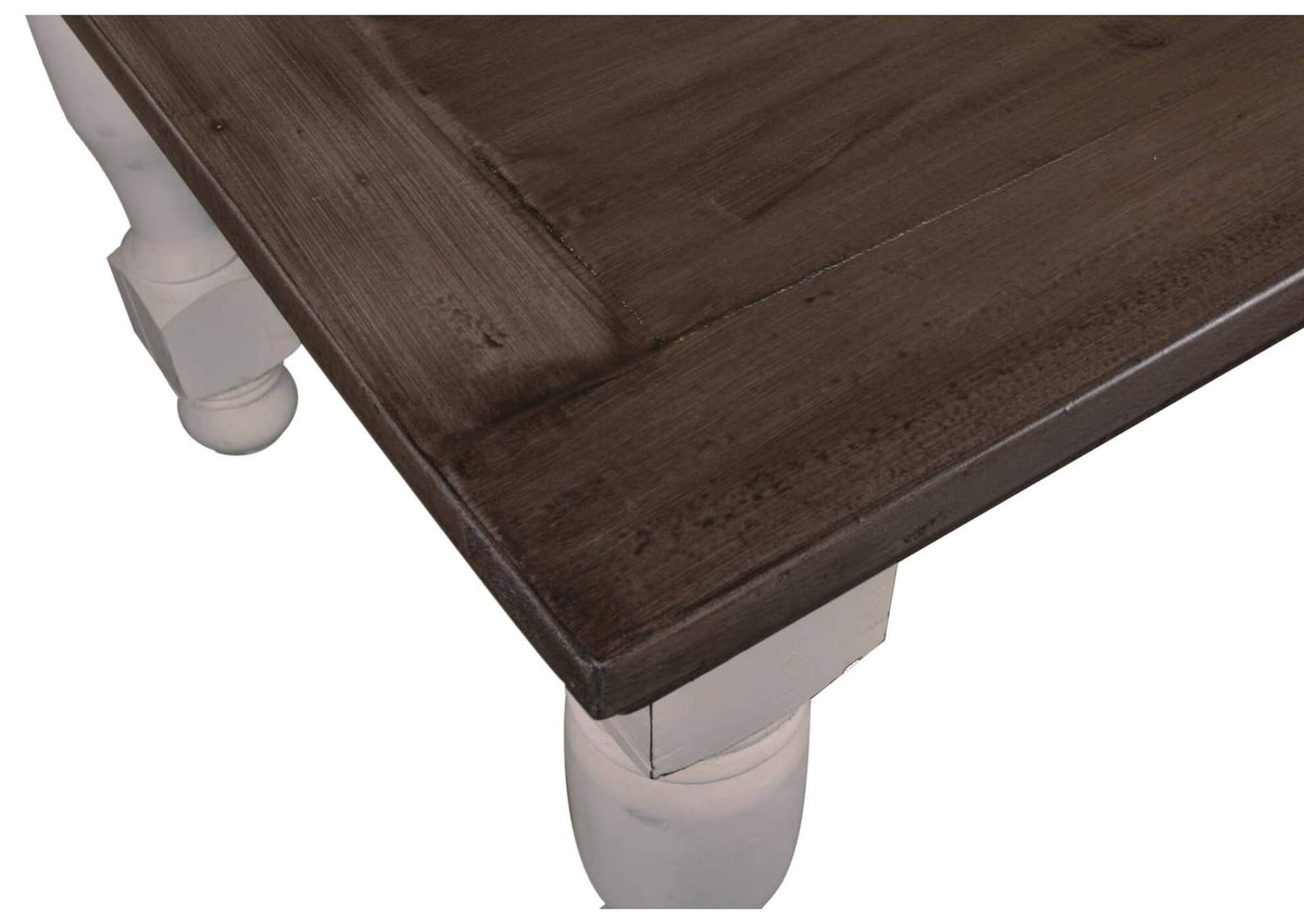 HH-8750-078 Sunset Trading Rustic French 78" Dining Table | Distressed White and Brown Solid Wood