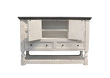 HH-4750-20-315 Sunset Trading Rustic French Dresser and Mirror Set | 6 Drawer | 2 Storage Cabinets | Large Display Shelf | Distressed White and Brown Solid Wood