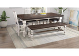 HH-8750-078 Sunset Trading Rustic French 78" Dining Table | Distressed White and Brown Solid Wood