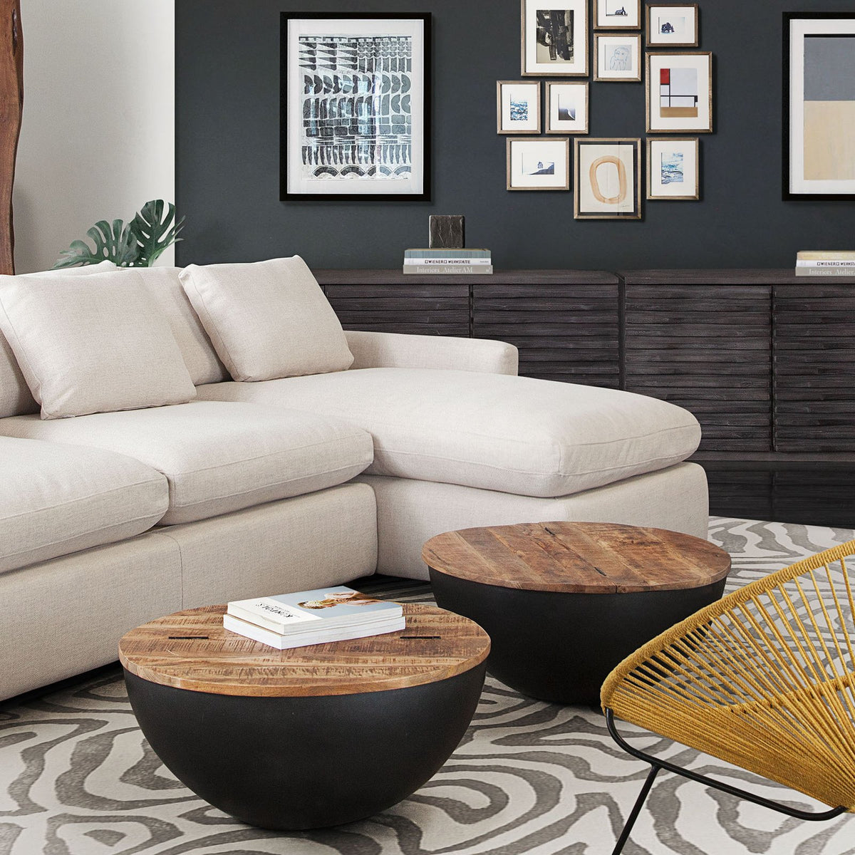 Salem Round Drum Storage Cocktail Table