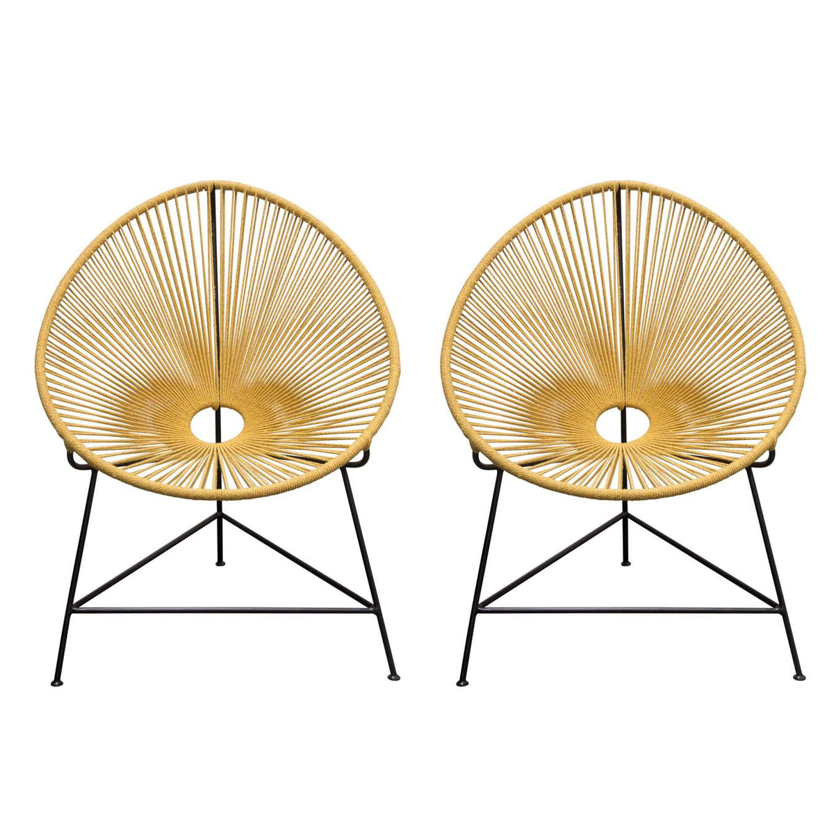 Sativa 2-Pack Accent Chair in Orange Rope w/ Black Iron Rod Frame