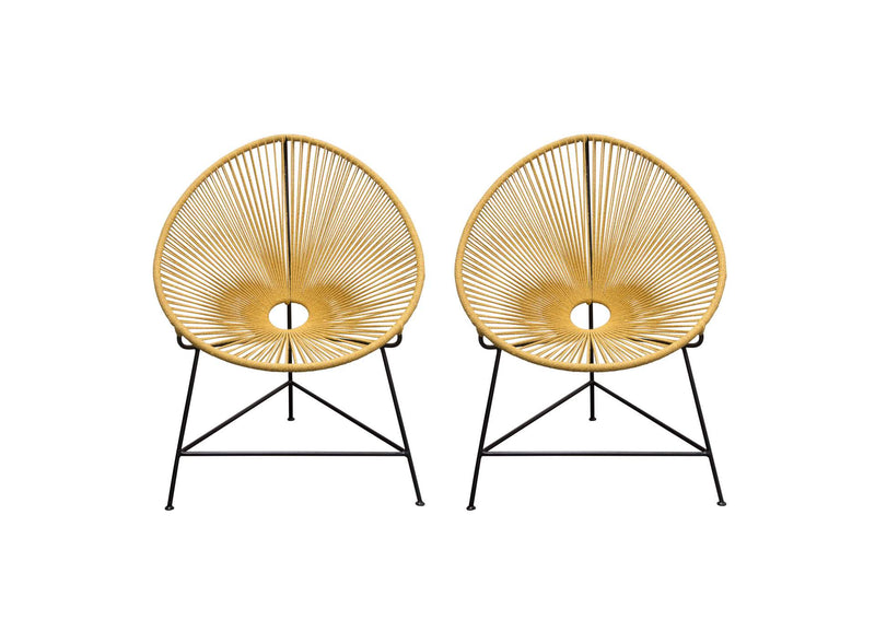 Sativa 2-Pack Accent Chair in Orange Rope w/ Black Iron Rod Frame