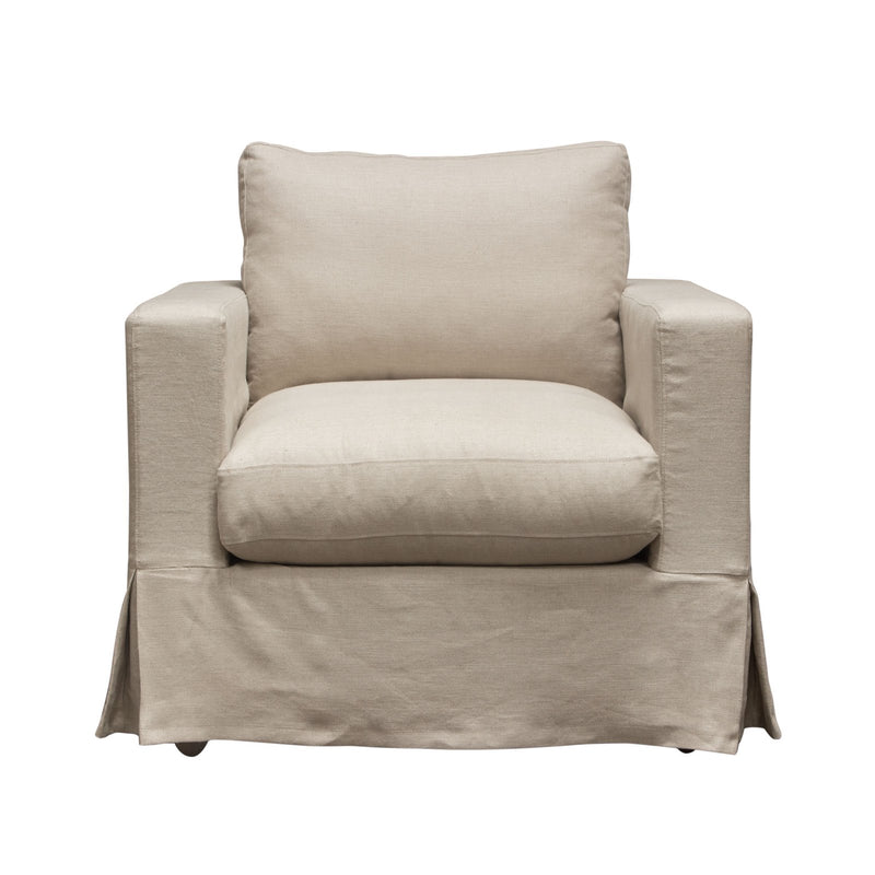 Savannah Slip-Cover Chair in Sand Natural Linen