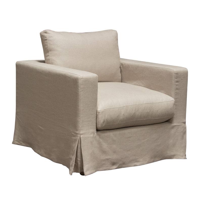 Savannah Slip-Cover Chair in Sand Natural Linen