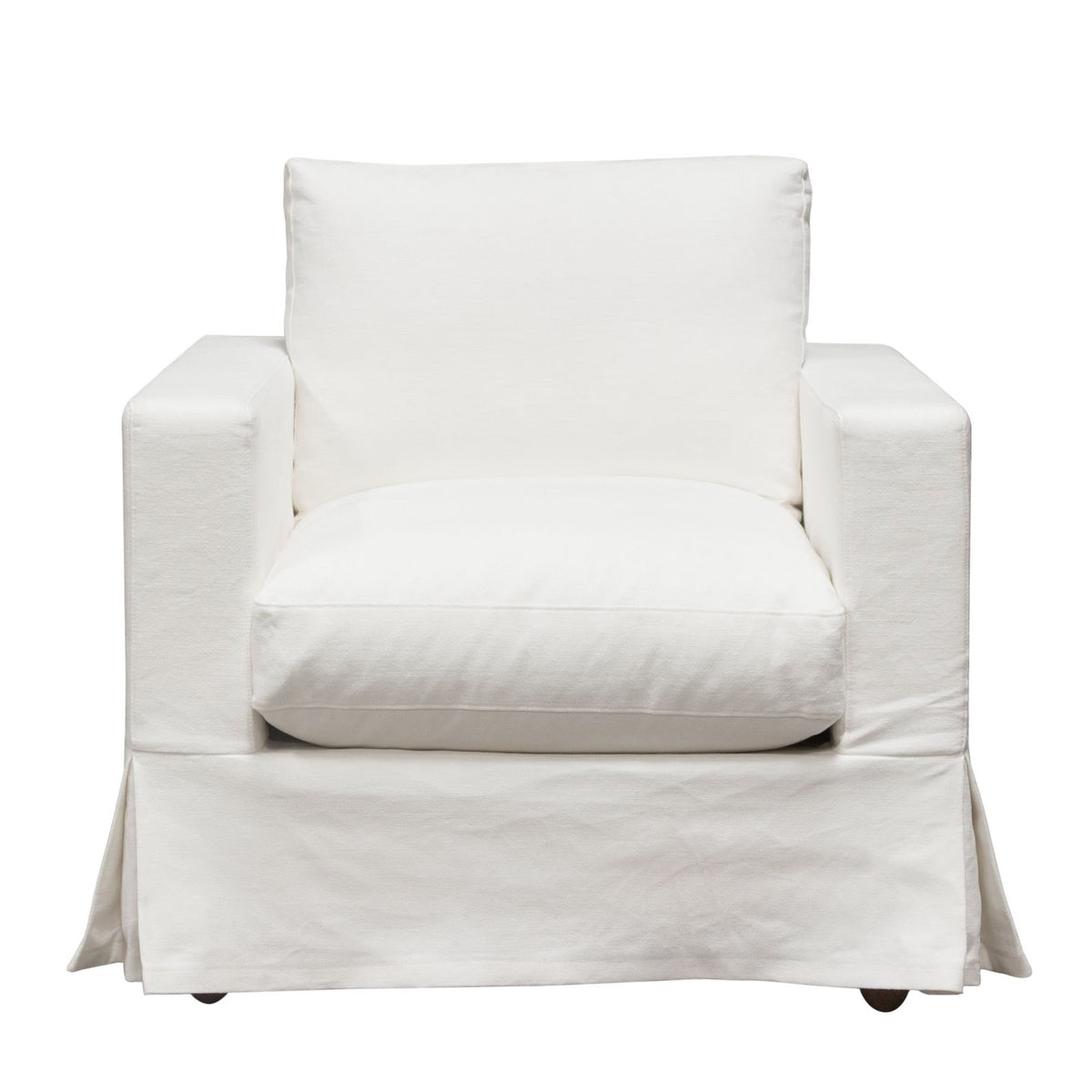 Savannah Slip-cover Chair In White Natural Linen