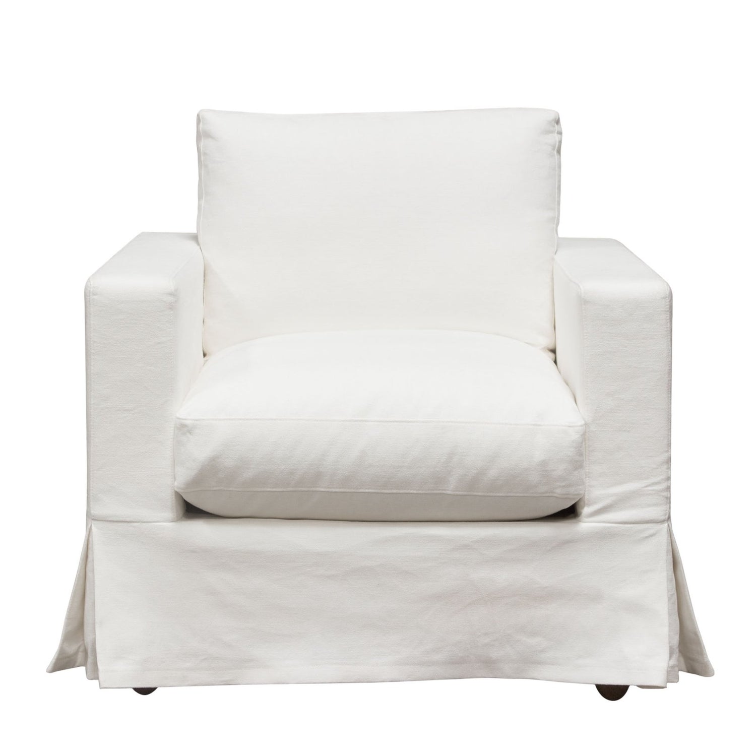 Savannah Slip-Cover Chair in White Natural Linen