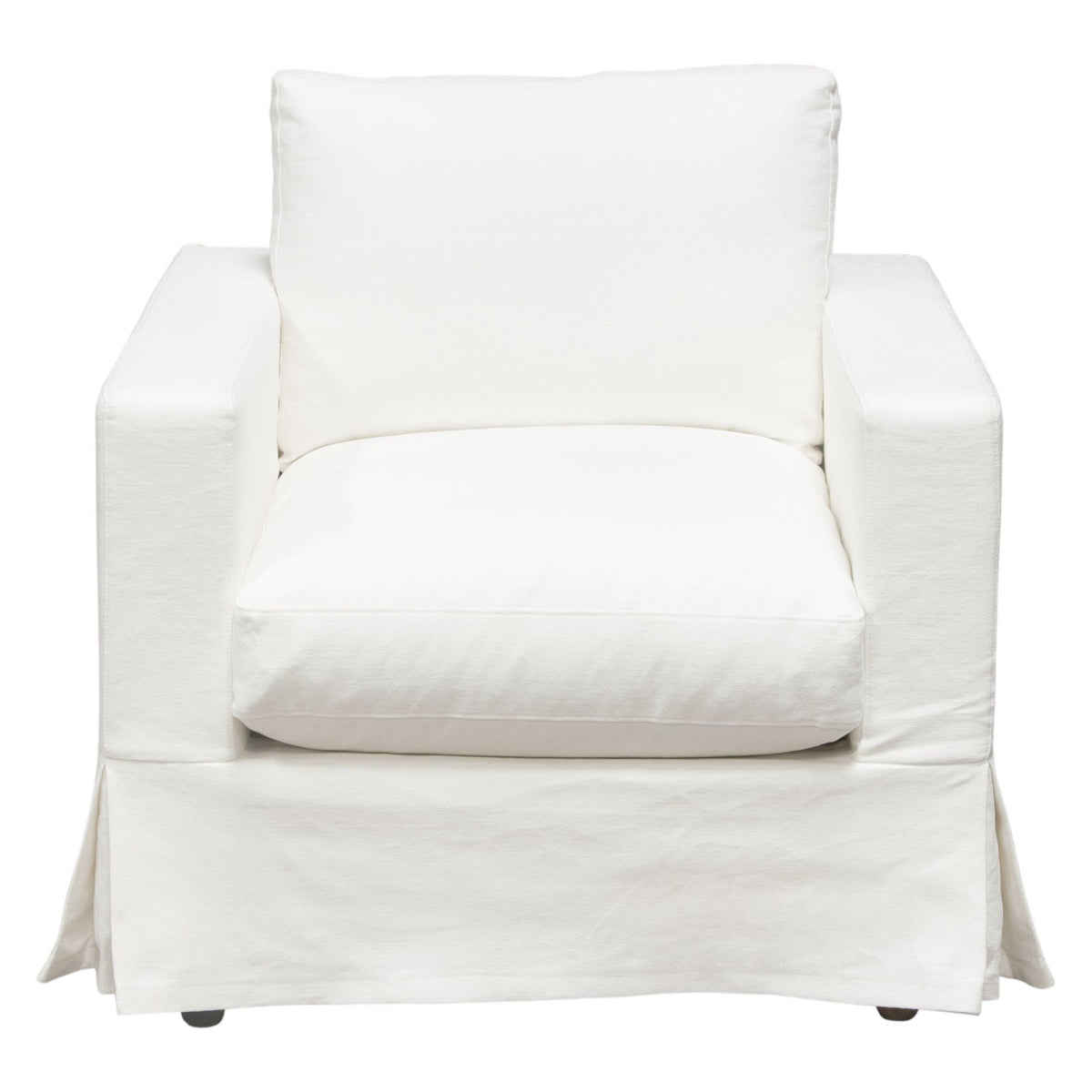 Savannah Slip-Cover Chair in White Natural Linen