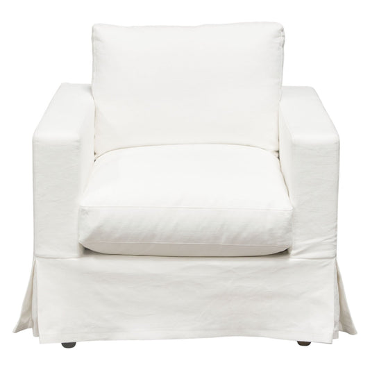 Savannah Slip-Cover Chair in White Natural Linen