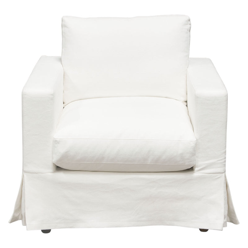 Savannah Slip-Cover Chair in White Natural Linen