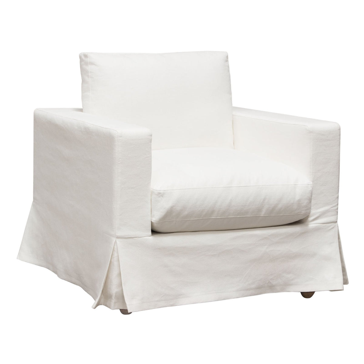 Savannah Slip-Cover Chair in White Natural Linen