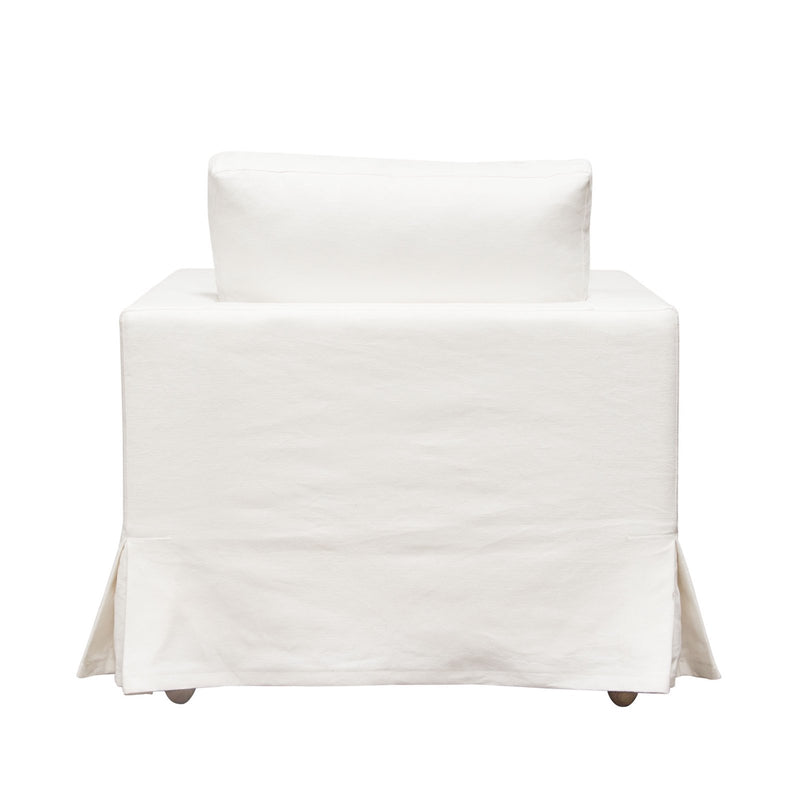 Savannah Slip-Cover Chair in White Natural Linen