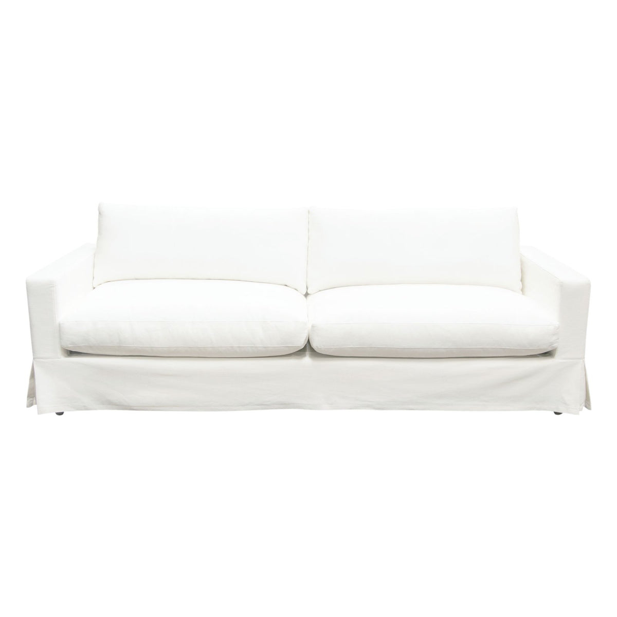 Savannah Slip-cover Sofa In White Natural Linen
