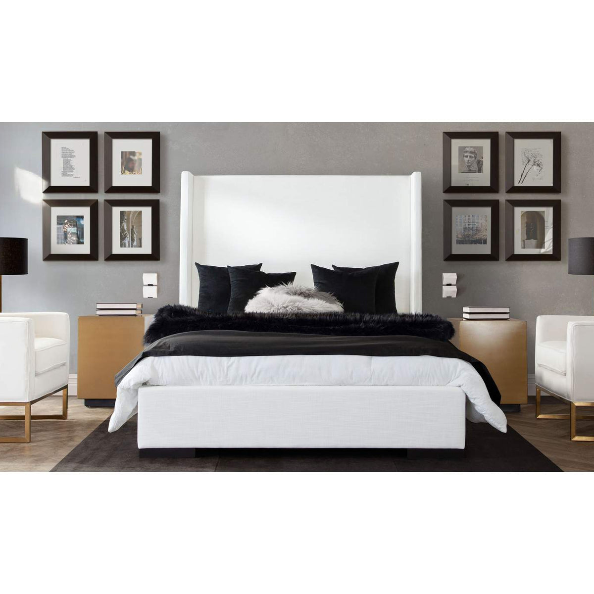 SEATTLEWHQUBED Seattle Queen Bed With Vintage Wing In White Linen