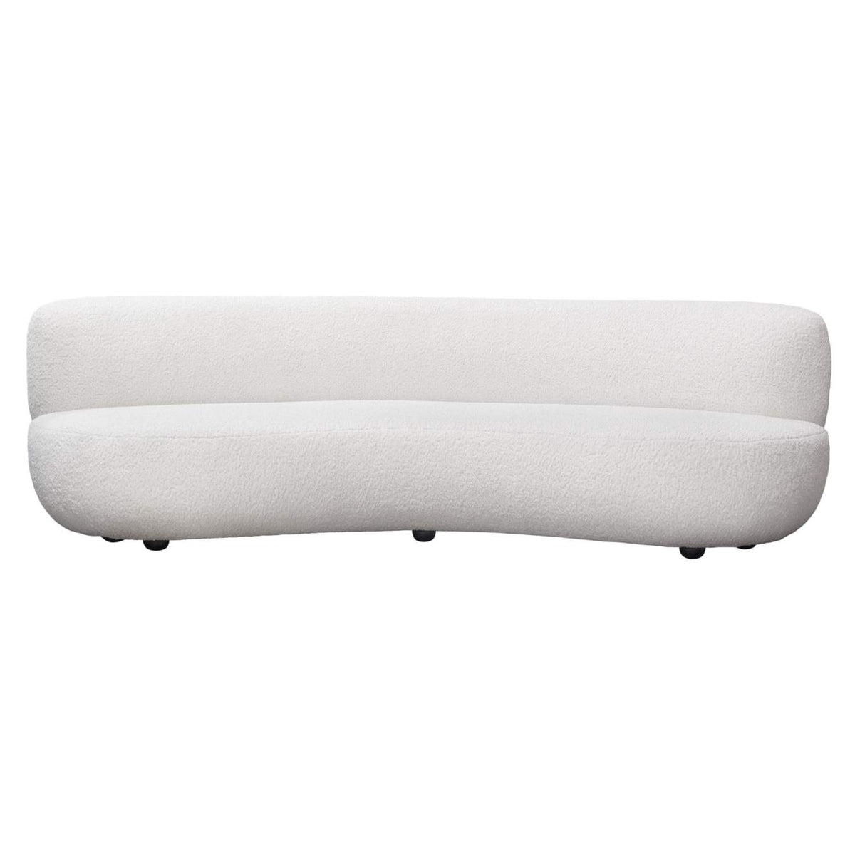 Simone Curved Sofa in White Faux Sheepskin Fabric
