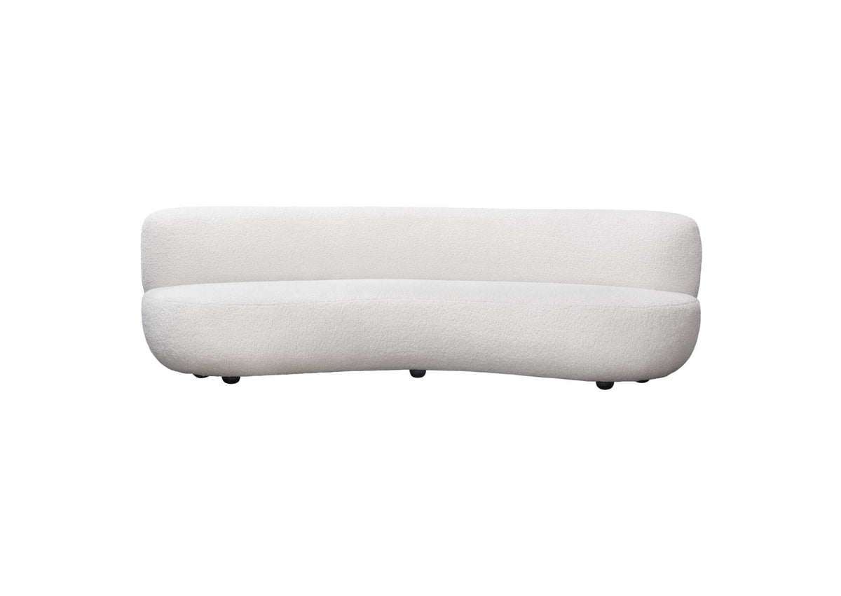 Simone Curved Sofa in White Faux Sheepskin Fabric