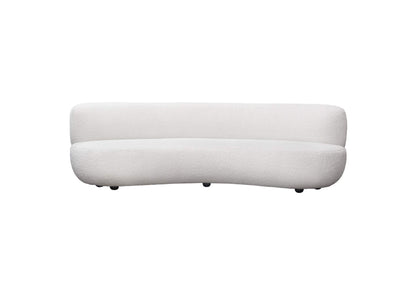 Simone Curved Sofa in White Faux Sheepskin Fabric