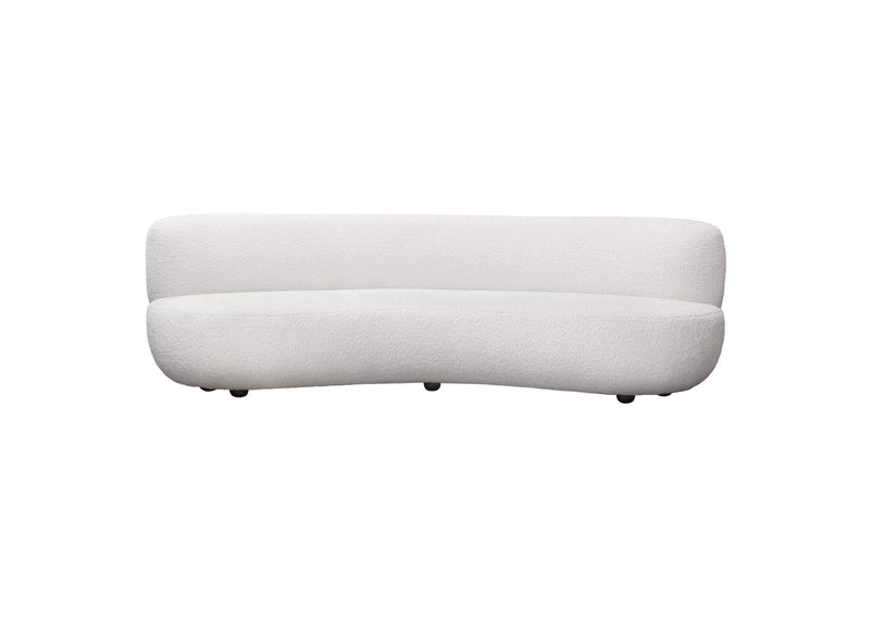 Simone Curved Sofa in White Faux Sheepskin Fabric