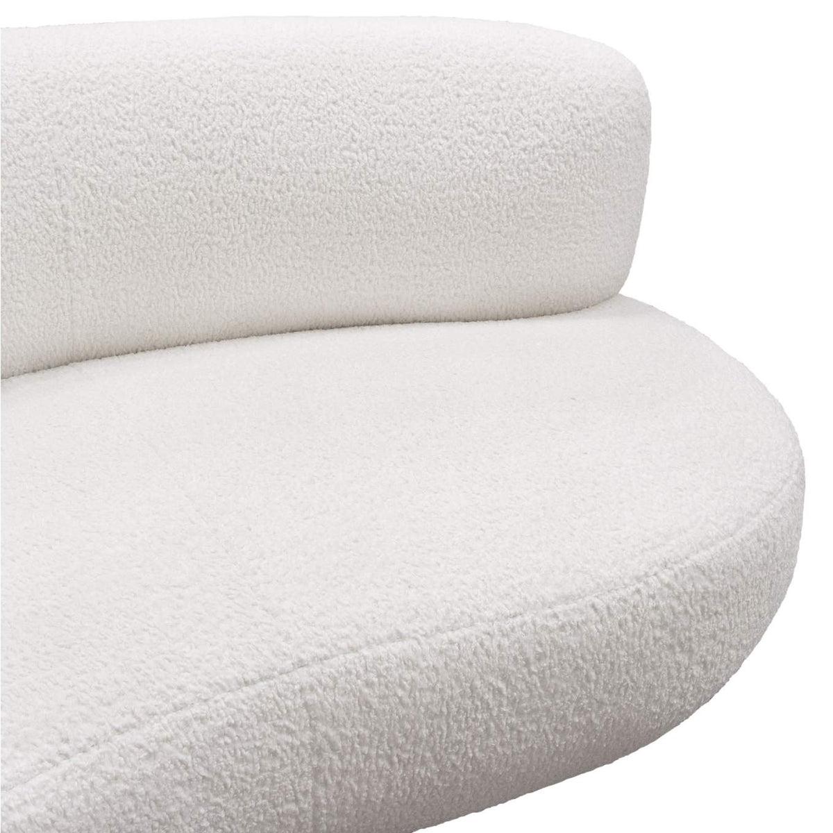 SIMONESOWH Simone Curved Sofa In White Faux Sheepskin Fabric