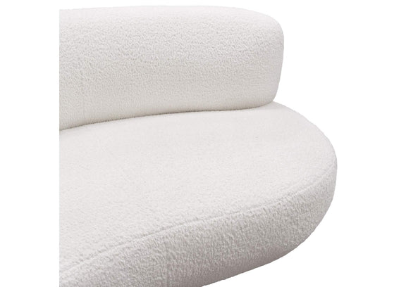 SIMONESOWH Simone Curved Sofa In White Faux Sheepskin Fabric