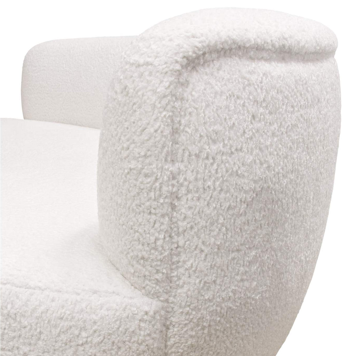 SIMONESOWH Simone Curved Sofa In White Faux Sheepskin Fabric
