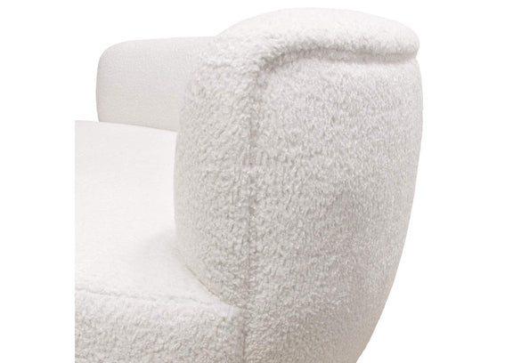 SIMONESOWH Simone Curved Sofa In White Faux Sheepskin Fabric