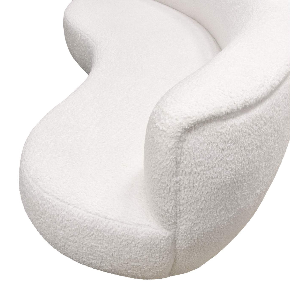 SIMONESOWH Simone Curved Sofa In White Faux Sheepskin Fabric