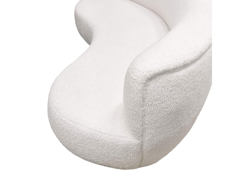 SIMONESOWH Simone Curved Sofa In White Faux Sheepskin Fabric