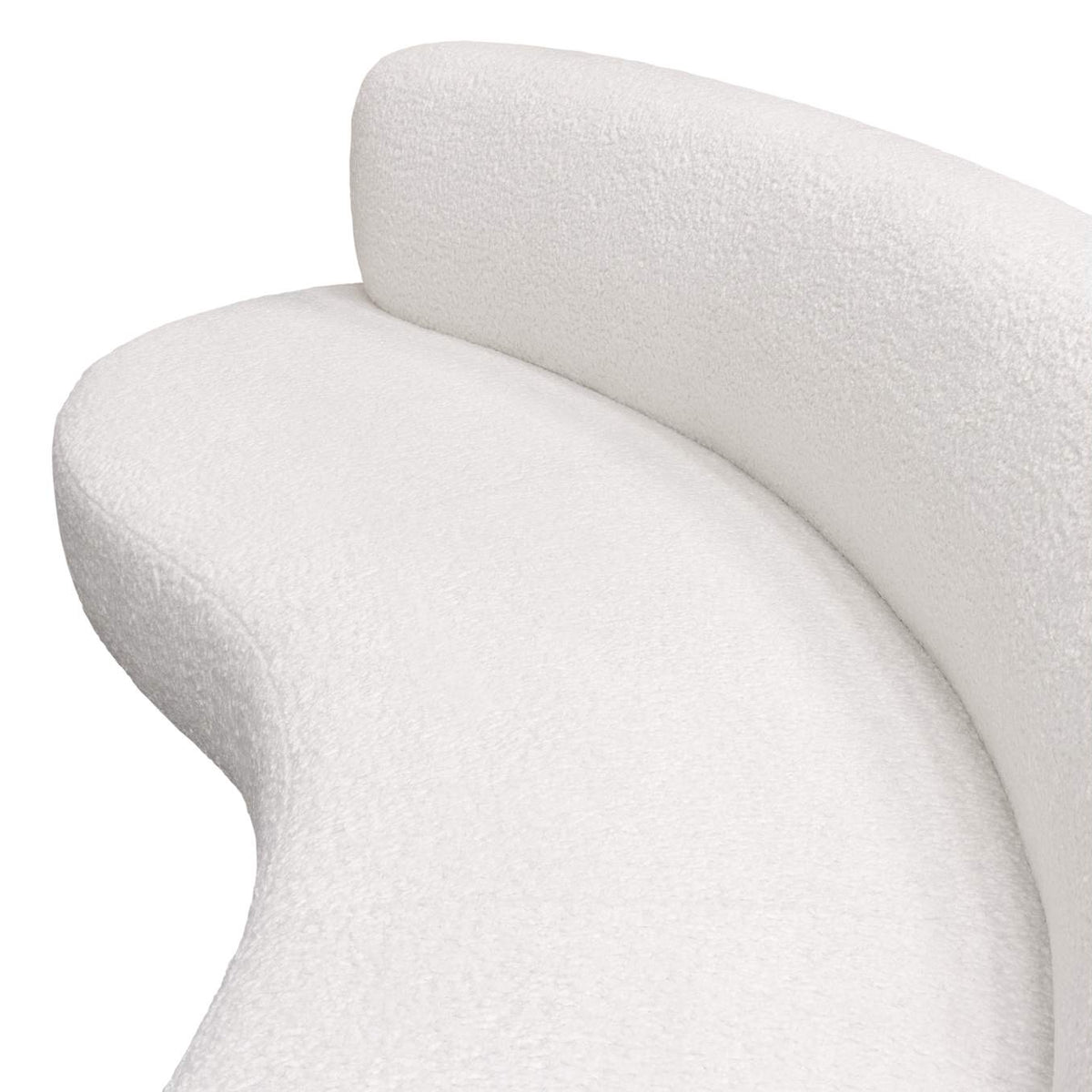 SIMONESOWH Simone Curved Sofa In White Faux Sheepskin Fabric