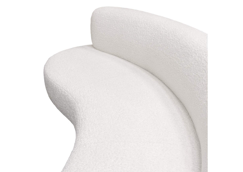 SIMONESOWH Simone Curved Sofa In White Faux Sheepskin Fabric