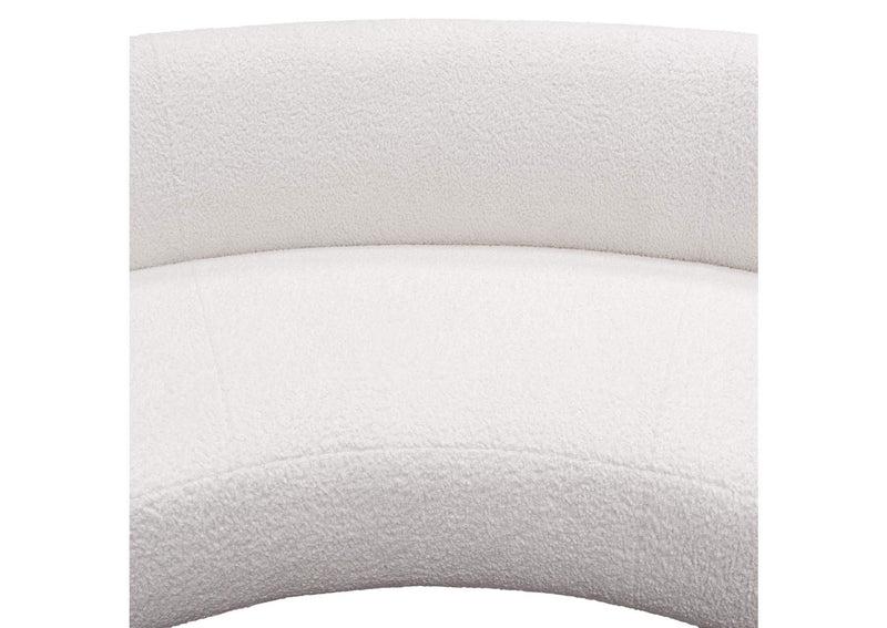 SIMONESOWH Simone Curved Sofa In White Faux Sheepskin Fabric