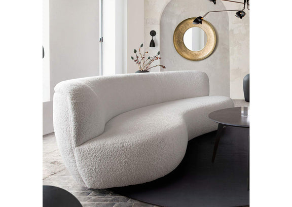 SIMONESOWH Simone Curved Sofa In White Faux Sheepskin Fabric