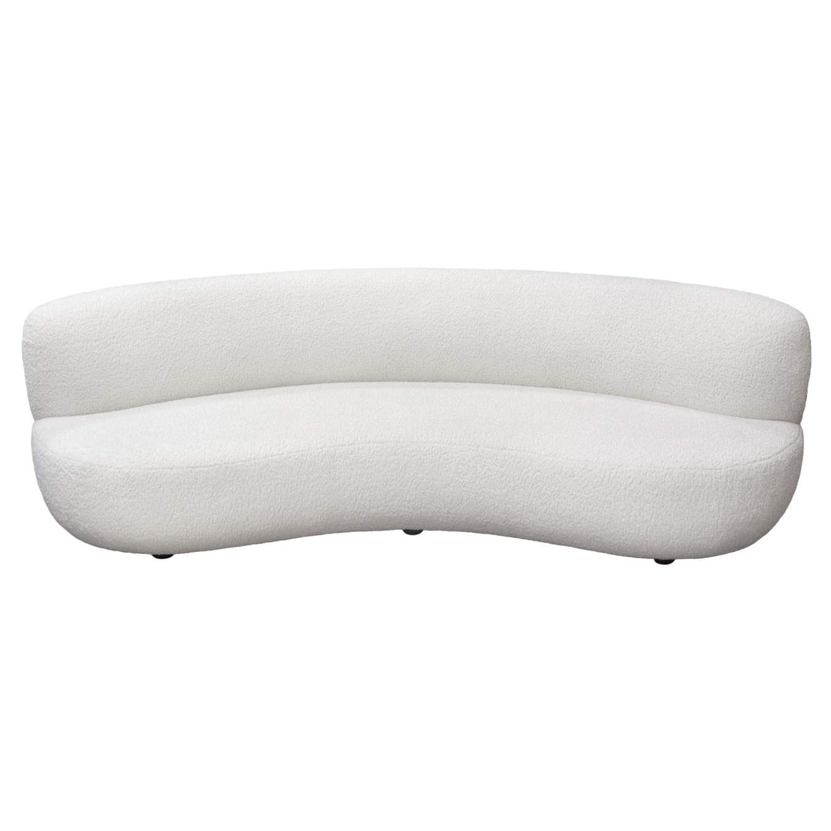 SIMONESOWH Simone Curved Sofa In White Faux Sheepskin Fabric