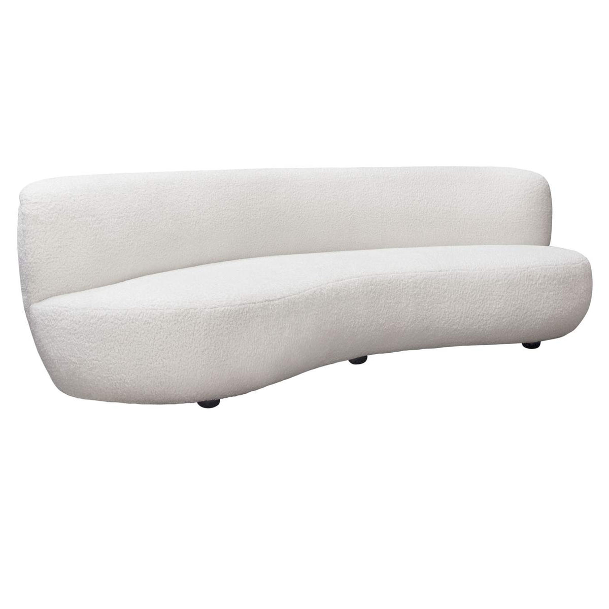 SIMONESOWH Simone Curved Sofa In White Faux Sheepskin Fabric