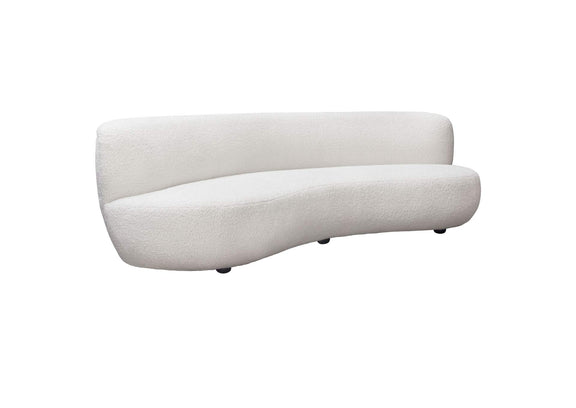 SIMONESOWH Simone Curved Sofa In White Faux Sheepskin Fabric