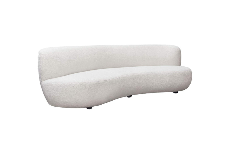 SIMONESOWH Simone Curved Sofa In White Faux Sheepskin Fabric