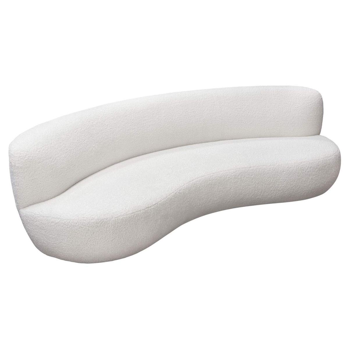 SIMONESOWH Simone Curved Sofa In White Faux Sheepskin Fabric