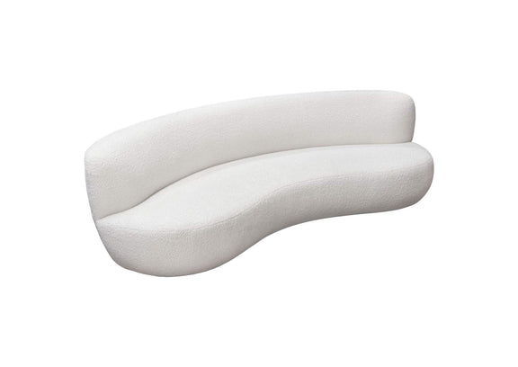 SIMONESOWH Simone Curved Sofa In White Faux Sheepskin Fabric