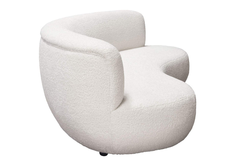 SIMONESOWH Simone Curved Sofa In White Faux Sheepskin Fabric