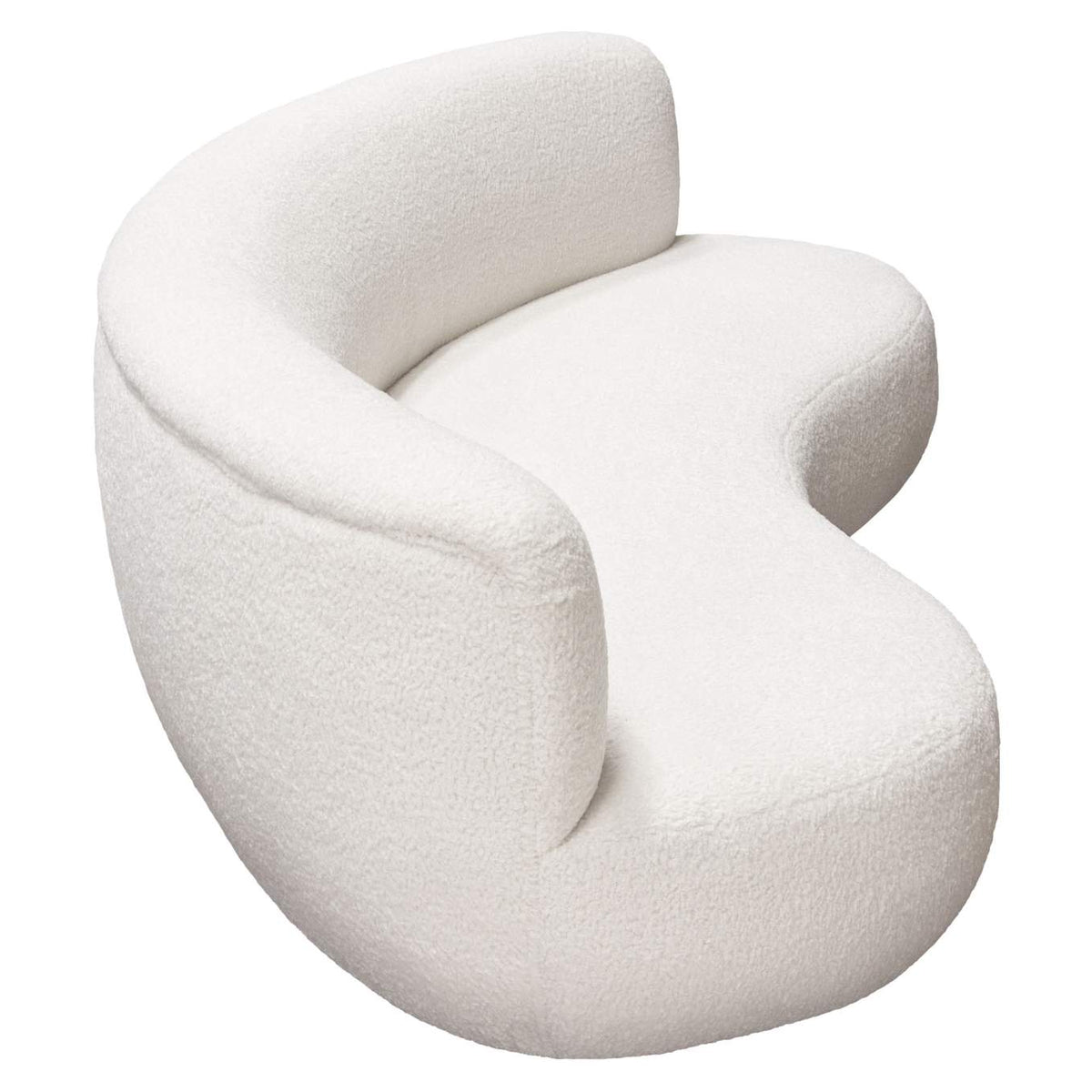 SIMONESOWH Simone Curved Sofa In White Faux Sheepskin Fabric