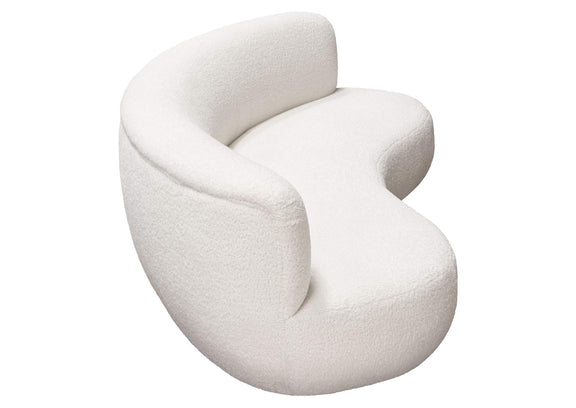 SIMONESOWH Simone Curved Sofa In White Faux Sheepskin Fabric