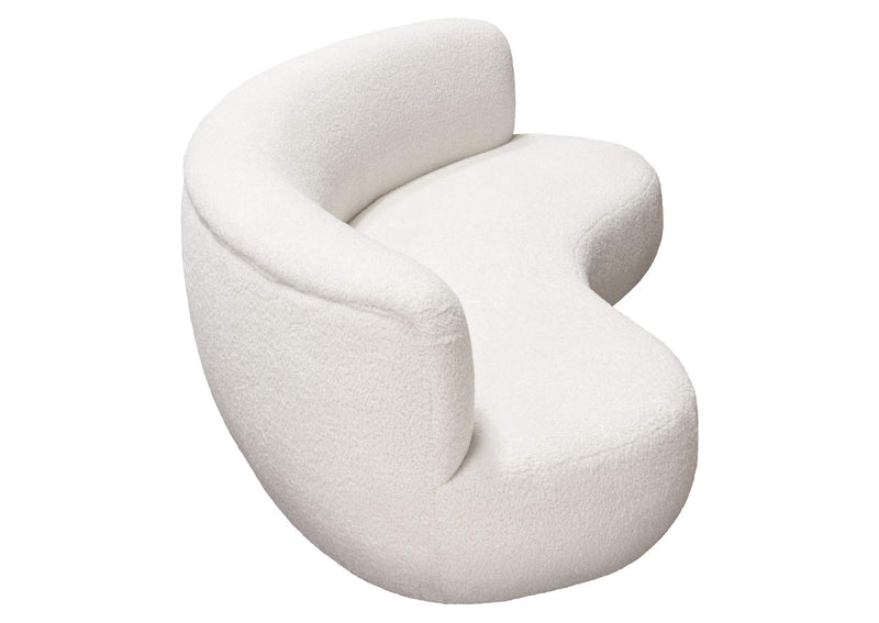 SIMONESOWH Simone Curved Sofa In White Faux Sheepskin Fabric